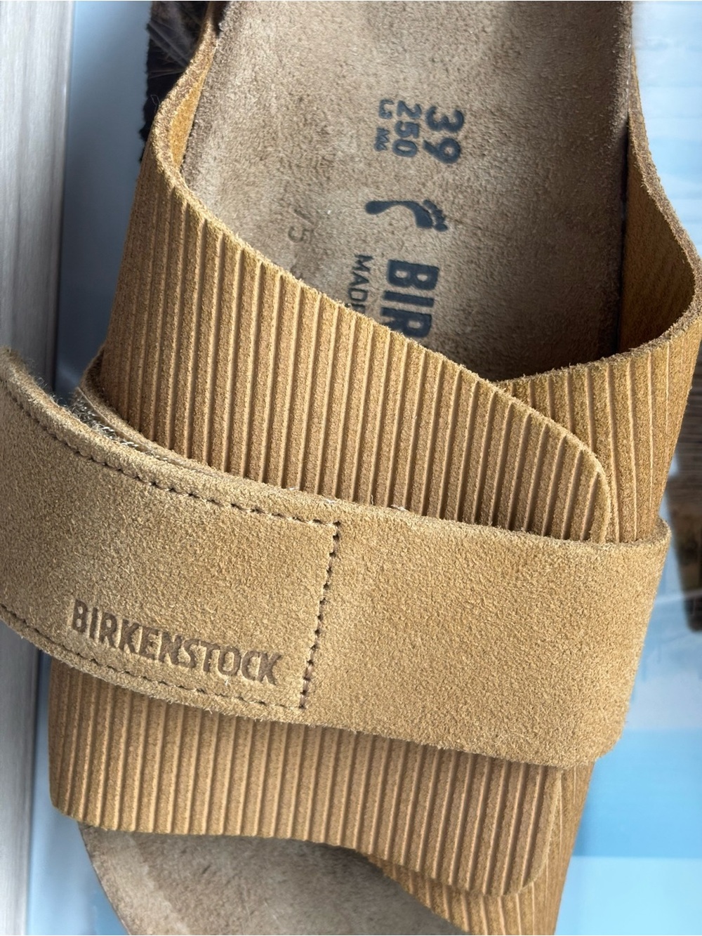 Birkenstock Kyoto Cork Brown Suede Leather Sandals Slides Wmns 8 8.5 39 NEW - Picture 3 of 7